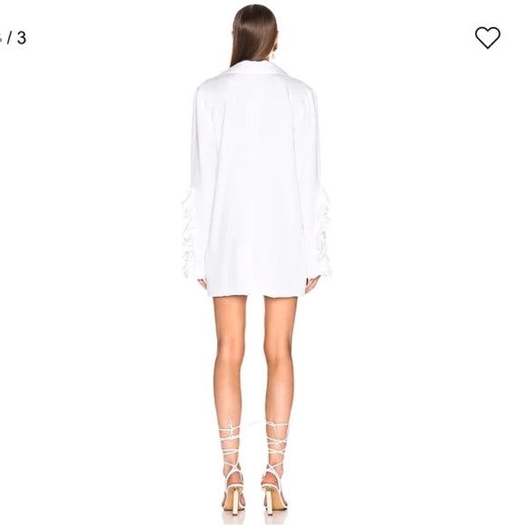 CAROLINE CONSTAS Ruffle Blazer Dress Split Ruffle Sleeve White Revolve Sz XS - Picture 3 of 16
